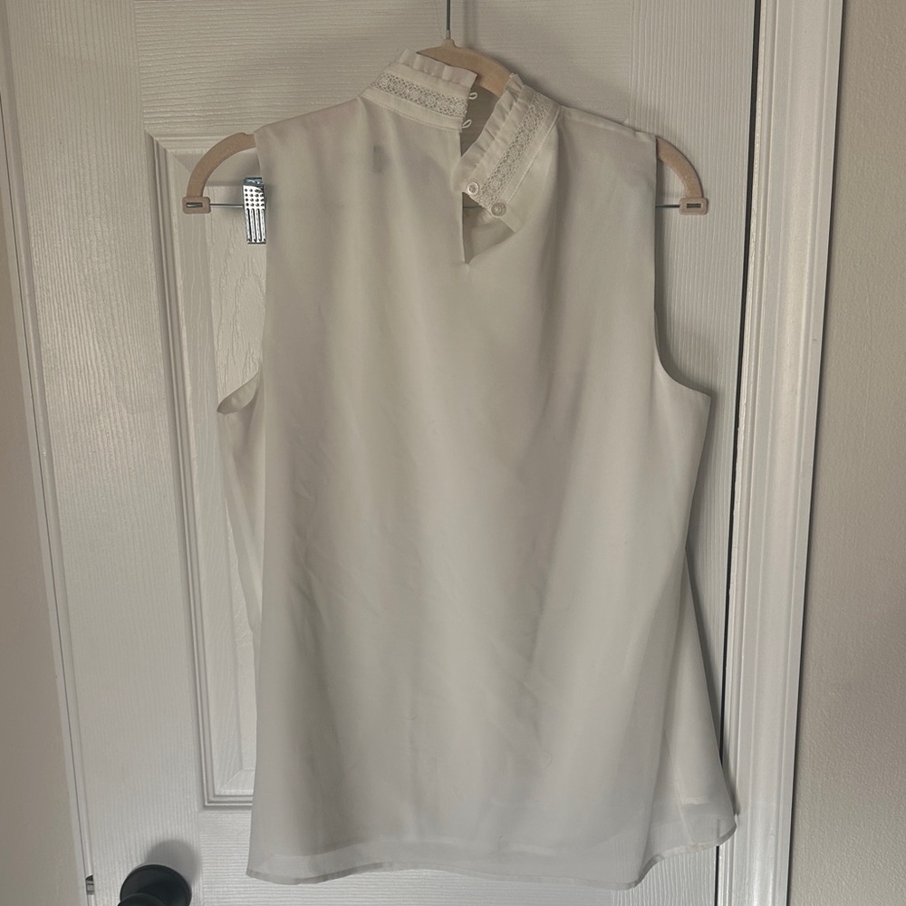 Karl Lagerfeld Ivory Sleeveless Blouse - Picture 4 of 4